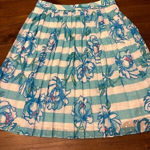 Lilly Pulitzer Blue and White Floral Skater Skirt